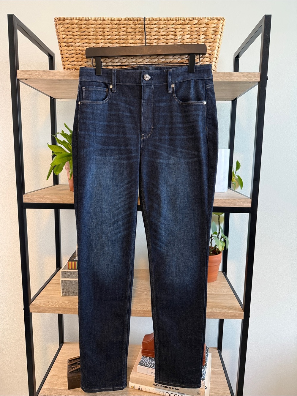 White House Black Market High-Rise Slim Sculpt Dark Wash Skinny Denim Jeans, 10
